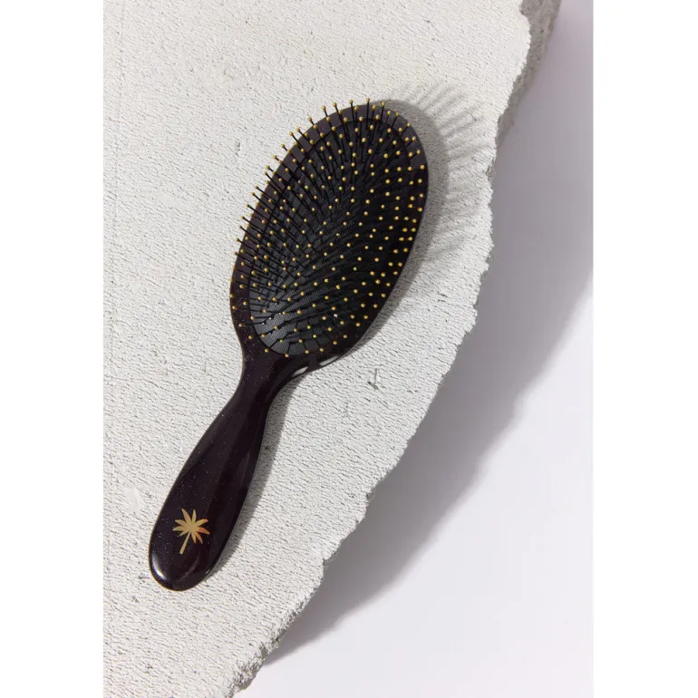 Fan Palm Hairbrush, Medium, Octopus Wet Brush - Black with Glitter