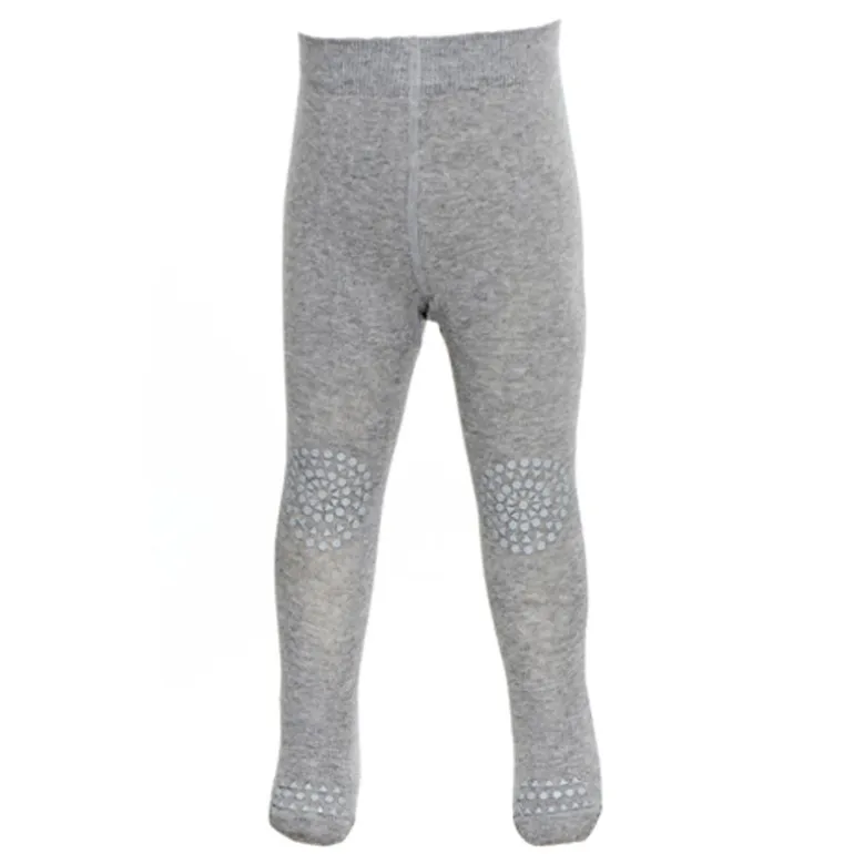 GoBabyGo Crawling Tights with Non-Slip Rubber Pads, Grey Melange
