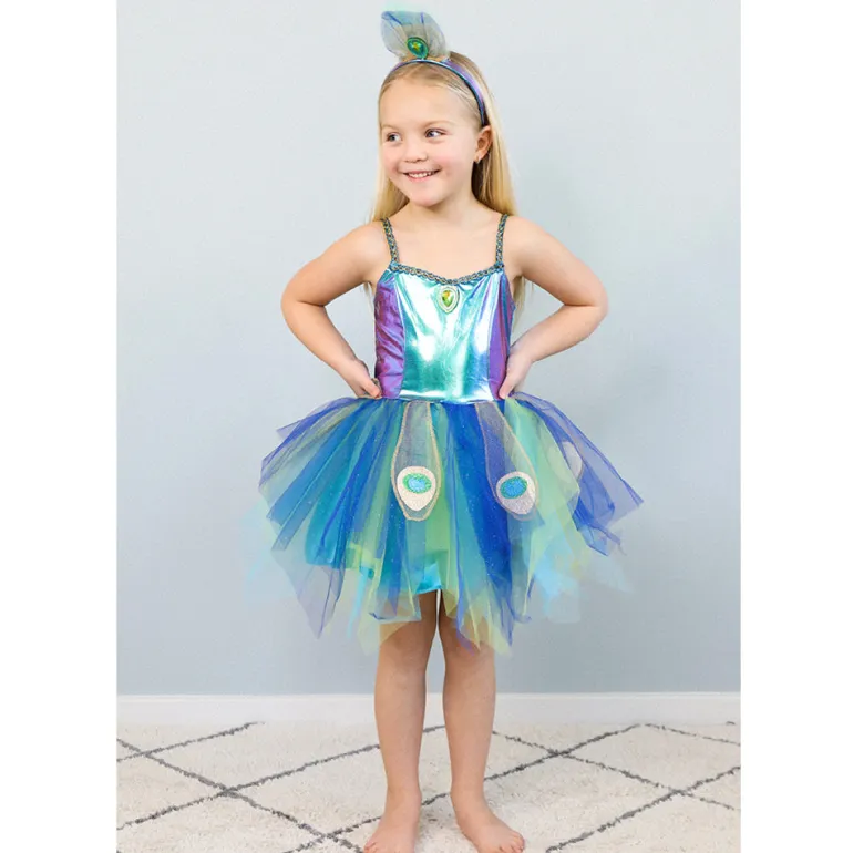 Great Pretenders Costume, Peacock Dress and Headband - Size 4-6 Years