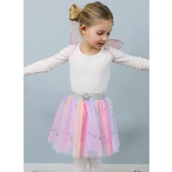 Great Pretenders Costume, Rainbow Butterfly Skirt with Wings and Wand - Size 4-6 Years
