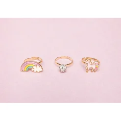 Great Pretenders 3 Finger Rings, Unicorn Rainbow