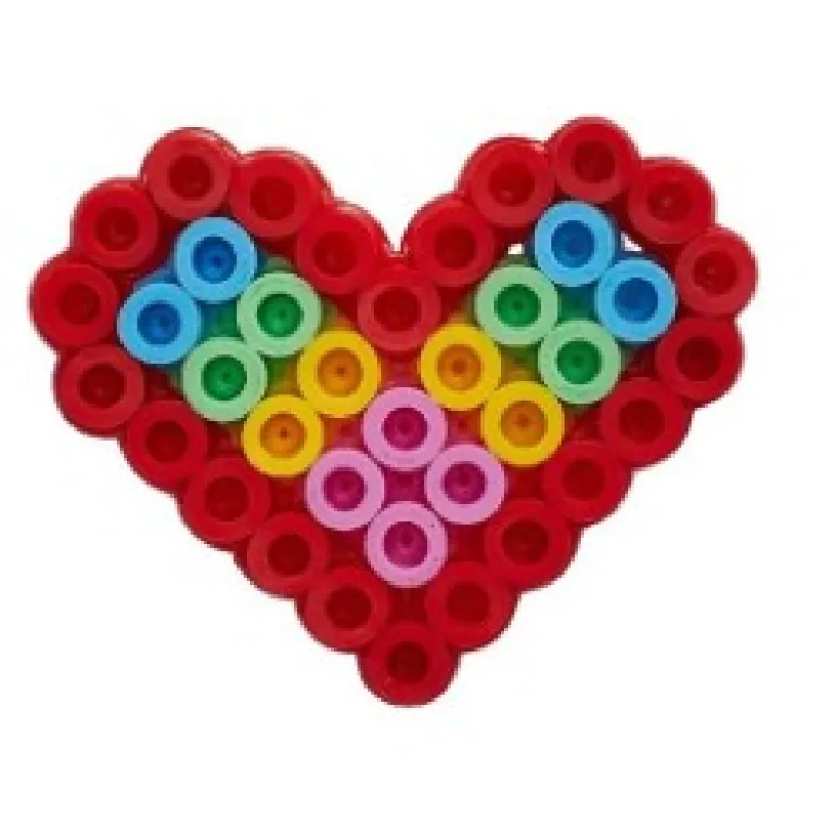 Hama Bead Plate Set, Heart + 100 Beads