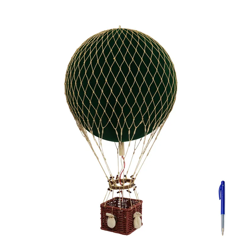 Hot Air Balloon, Velvet Green – H: 56 x D: 32 cm