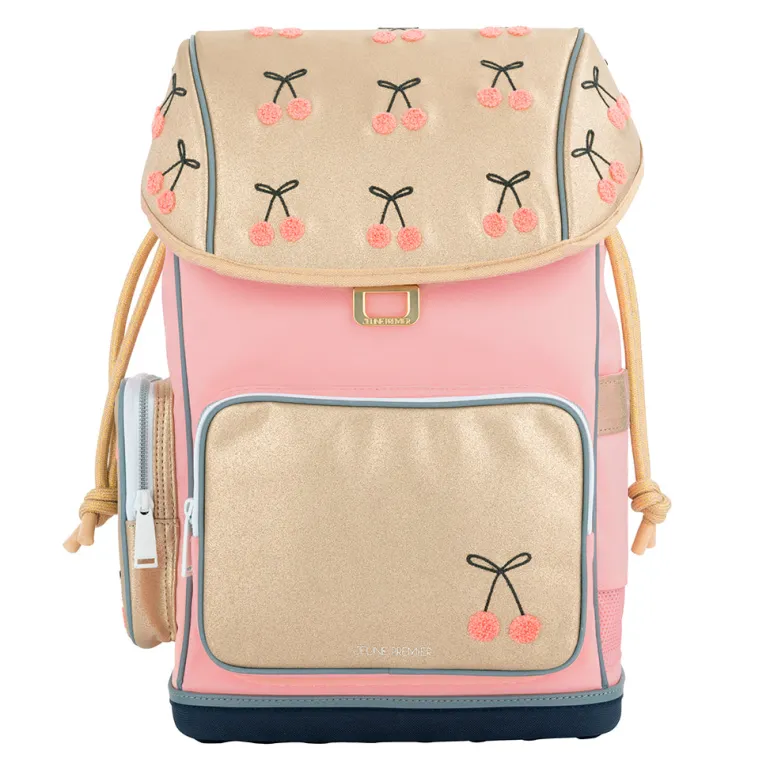 Jeune Premier Ergonomic Backpack, Cherry Pompon - For Ages 6-10