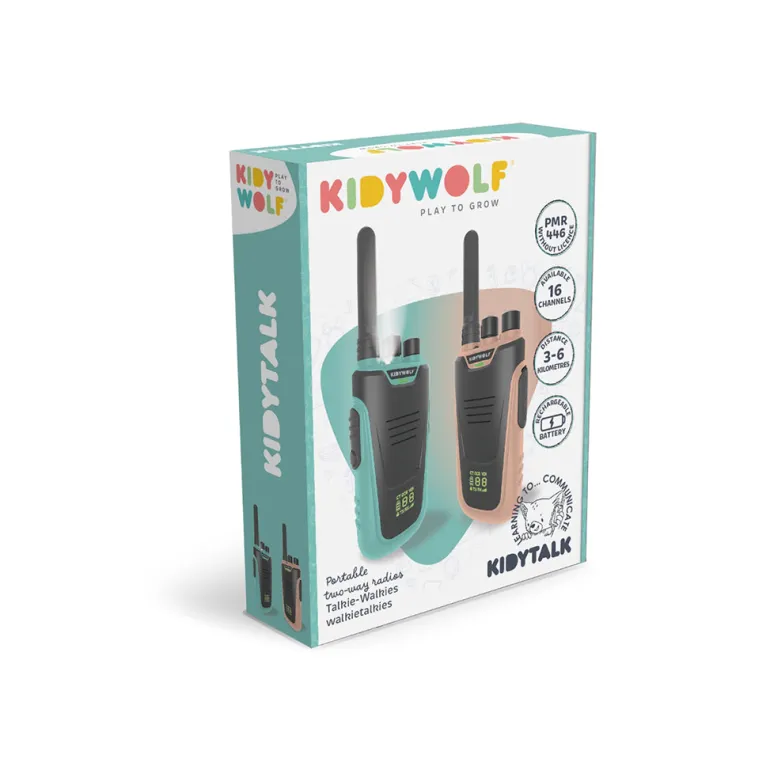 Kidywolf Walkie Talkie for Kids, Kidytalk - Cyan/Nude