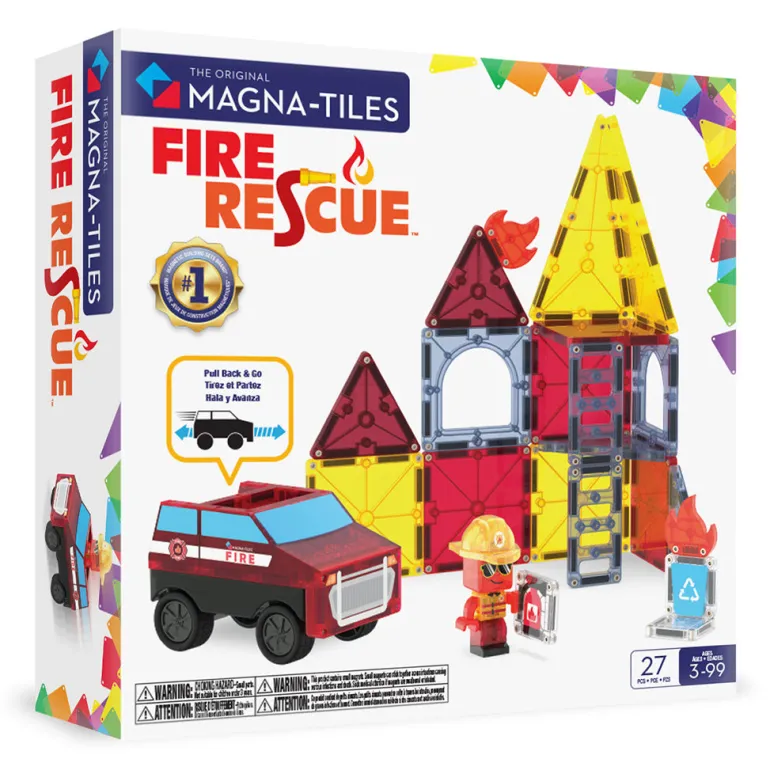 Magna-Tiles Magnetic Building Set, Fire and Rescue Station - 27 Pieces