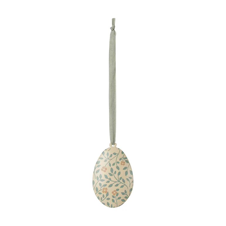 Maileg Easter Decoration, Hanging - Easter Egg with Leaves - Dark Mint