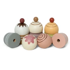 Mamamemo Wooden Play Food, Cupcakes on Cake Stand