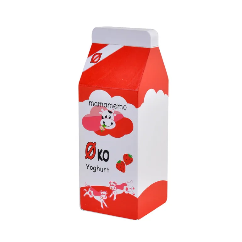 MaMaMeMo Wooden Play Food, Organic Yogurt with Strawberries