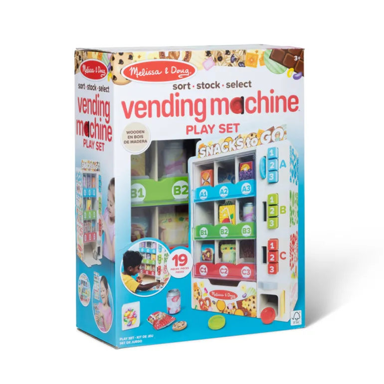 Melissa & Doug Play Food, Snack Vending Machine – 16-Piece Set