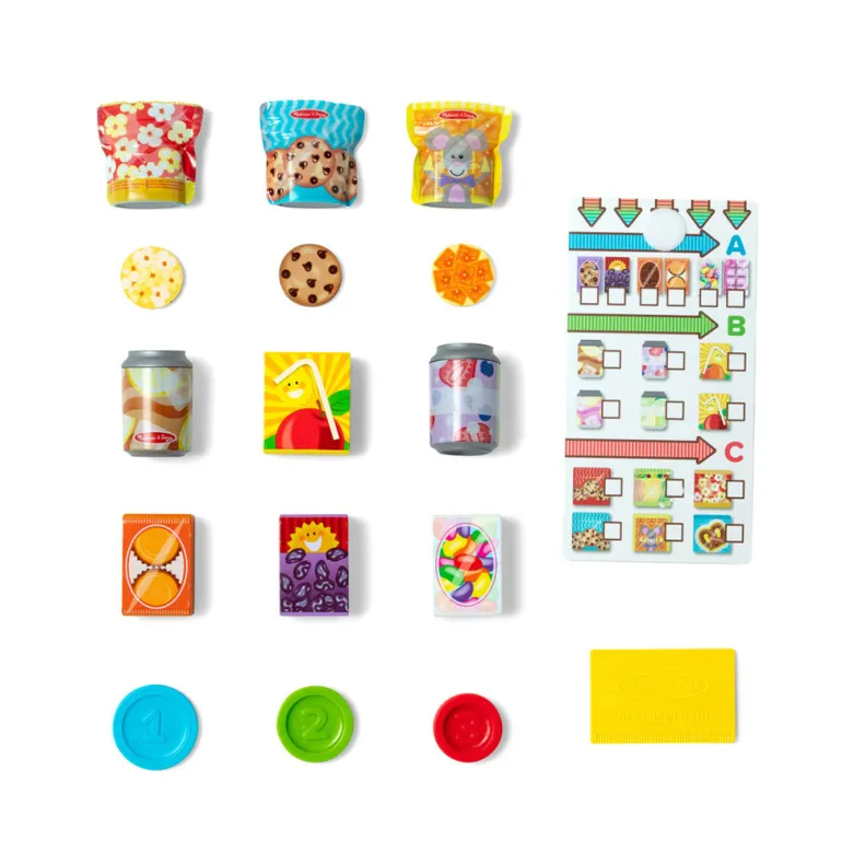 Melissa & Doug Play Food, Snack Vending Machine – 16-Piece Set