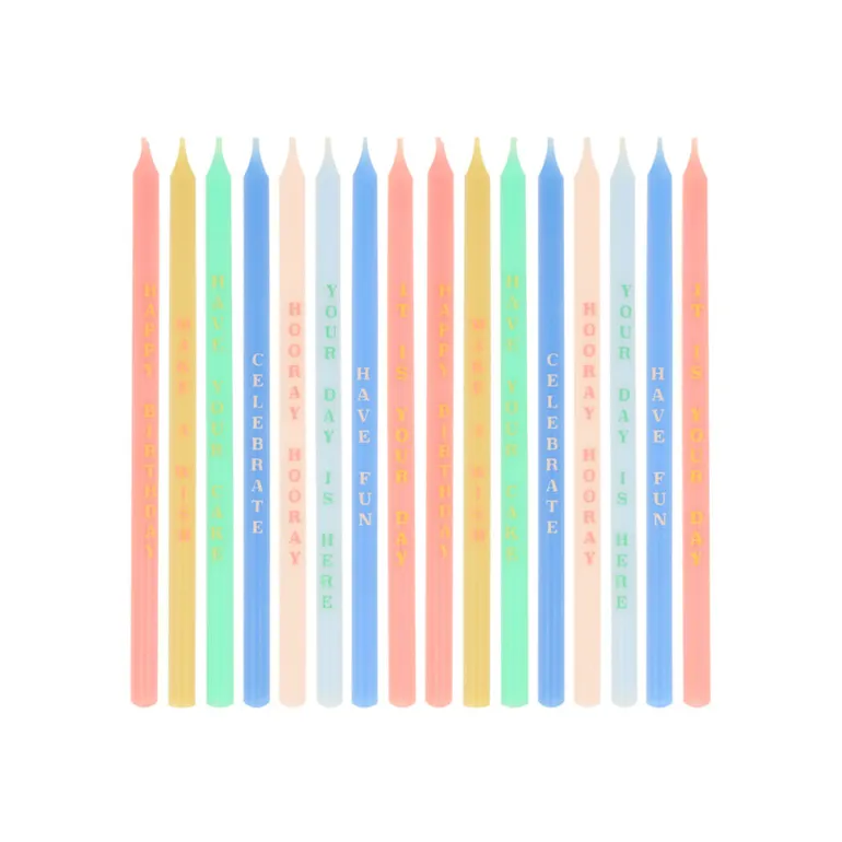Meri Meri Cake Candles with Party Phrases - Set of 16