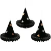 Meri Meri Halloween Decorations, Hanging Decor, Set of 3 Honeycomb Witch Hats