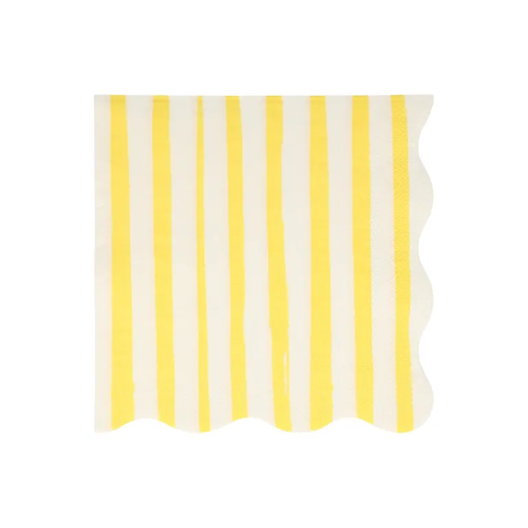 Meri Meri Napkins Size L, Yellow Stripe - 16 Pack