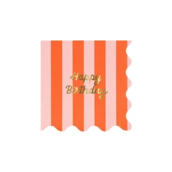 Meri Meri Napkins Size S, Striped Happy Birthday - Pack of 16