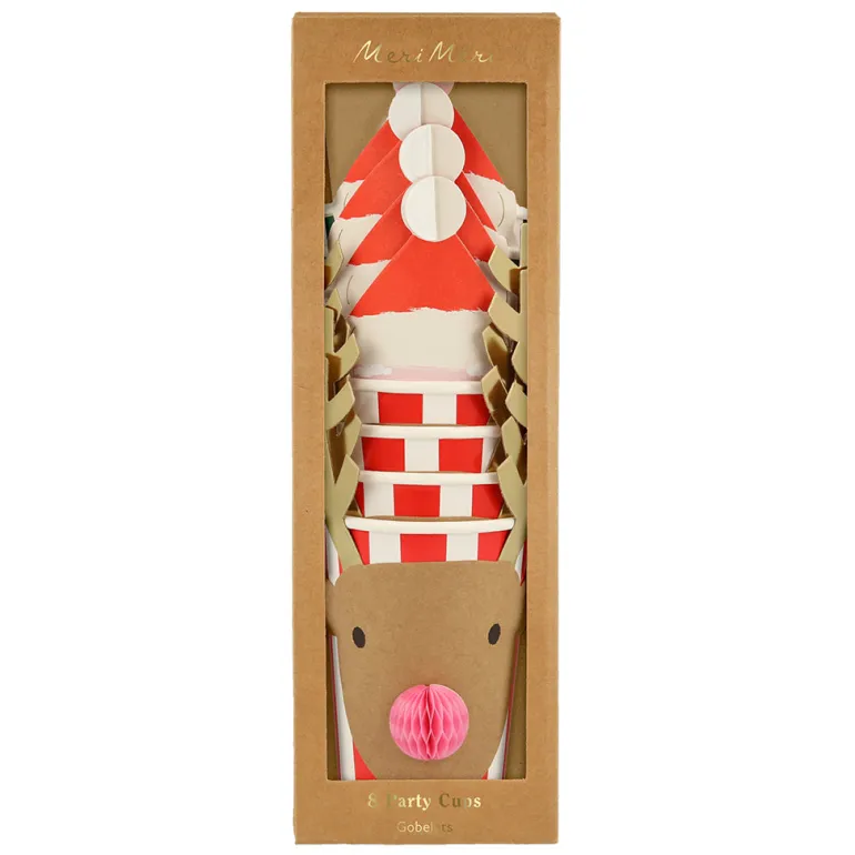Meri Meri Paper Cups, Christmas Honeycomb - Set of 8