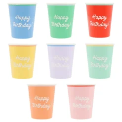 Meri Meri Paper Cups, Mixed 'Happy Birthday' – Pack of 8