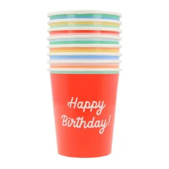Meri Meri Paper Cups, Mixed 'Happy Birthday' – Pack of 8