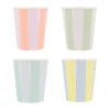 Meri Meri Paper Cups, Pastel Stripe - Set of 8