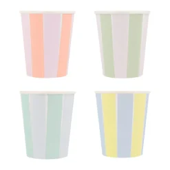 Meri Meri Paper Cups, Pastel Stripe - Set of 8