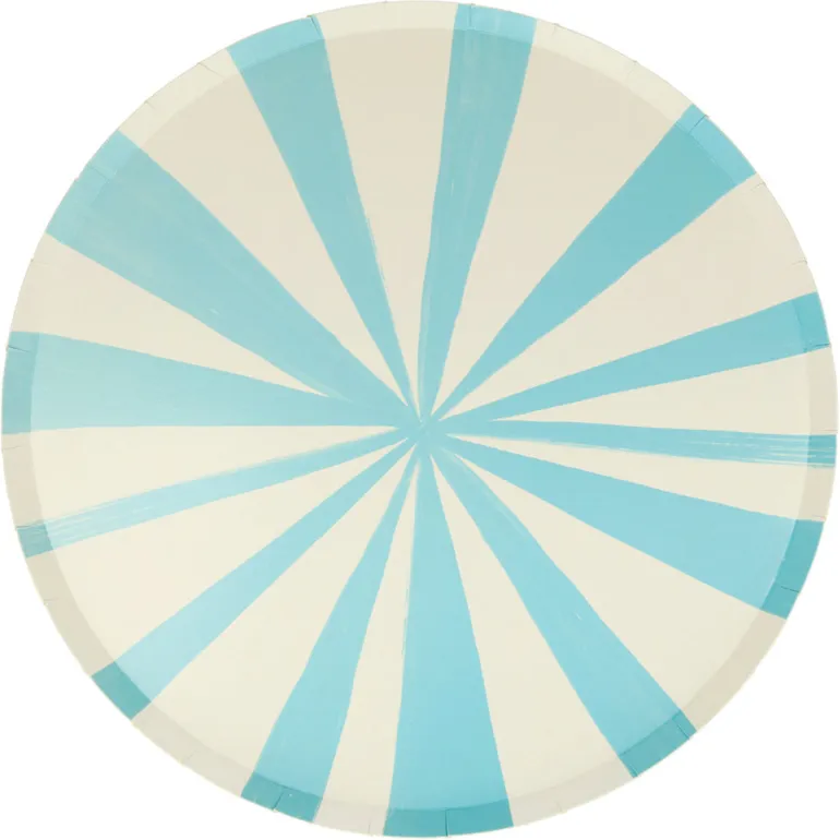 Meri Meri Paper Plates, Size L, Blue Stripe - Pack of 8