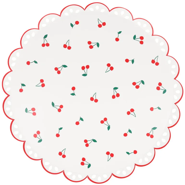 Meri Meri Paper Plates, Size L, Cherry - Pack of 8
