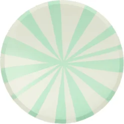 Meri Meri Paper Plates Size L, Mint Stripe - Set of 8