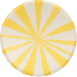 Meri Meri Paper Plates Size L, Yellow Stripe - Set of 8.