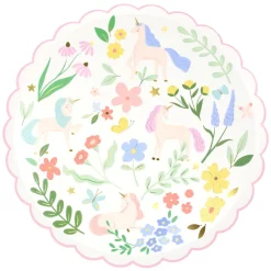 Meri Meri Paper Plates, Size S, Meadow Unicorns - 8 pcs