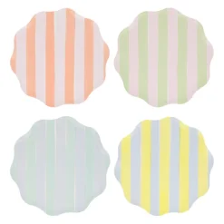Meri Meri Paper Plates Size S, Pastel Stripe - Set of 8