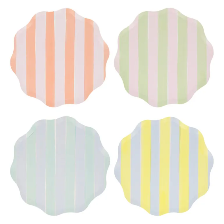 Meri Meri Paper Plates Size S, Pastel Stripe - Set of 8