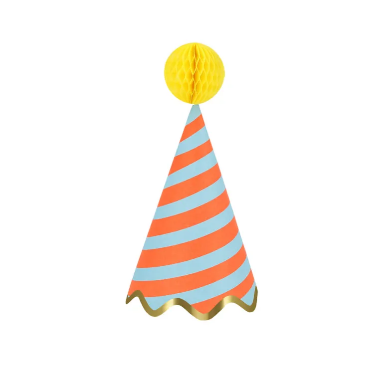 Meri Meri Party Hats, Stripe Design - Set of 8