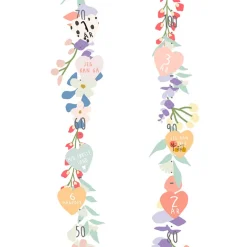 Mimi Lou Wall Sticker, Growth Chart with Milestone Markers - Spring Flowers with Danish Text