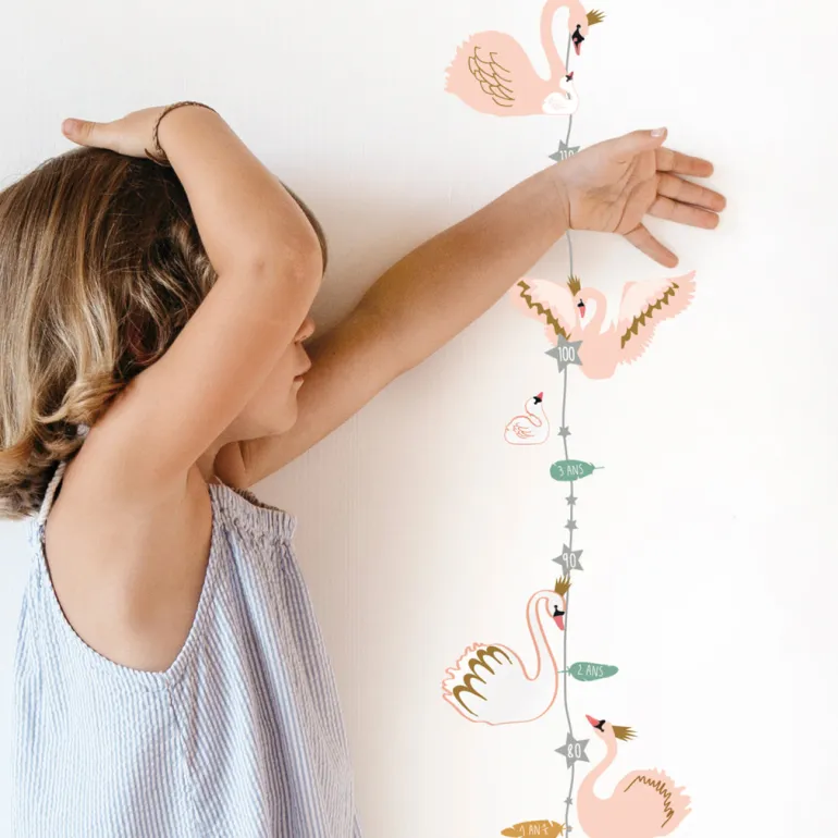 Mimi Lou Wall Sticker, Height Chart - Swans