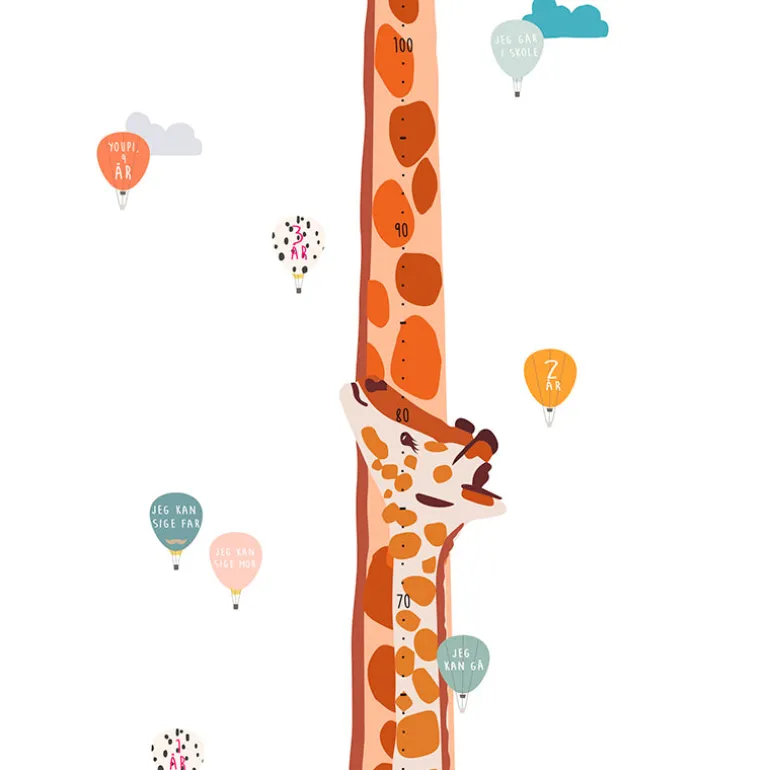 Mimi Lou Wall Sticker, Height Chart - Safari with Danish Text