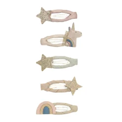 Mimi & Lula Hair Accessories, 5 Hair Clips - Mini Unicorn Celeste