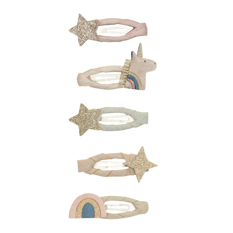 Mimi & Lula Hair Accessories, 5 Hair Clips - Mini Unicorn Celeste