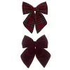 Mimi & Lula Hair Accessories, 2 Hair Bows - Red Tartan Agnes Pony Pals
