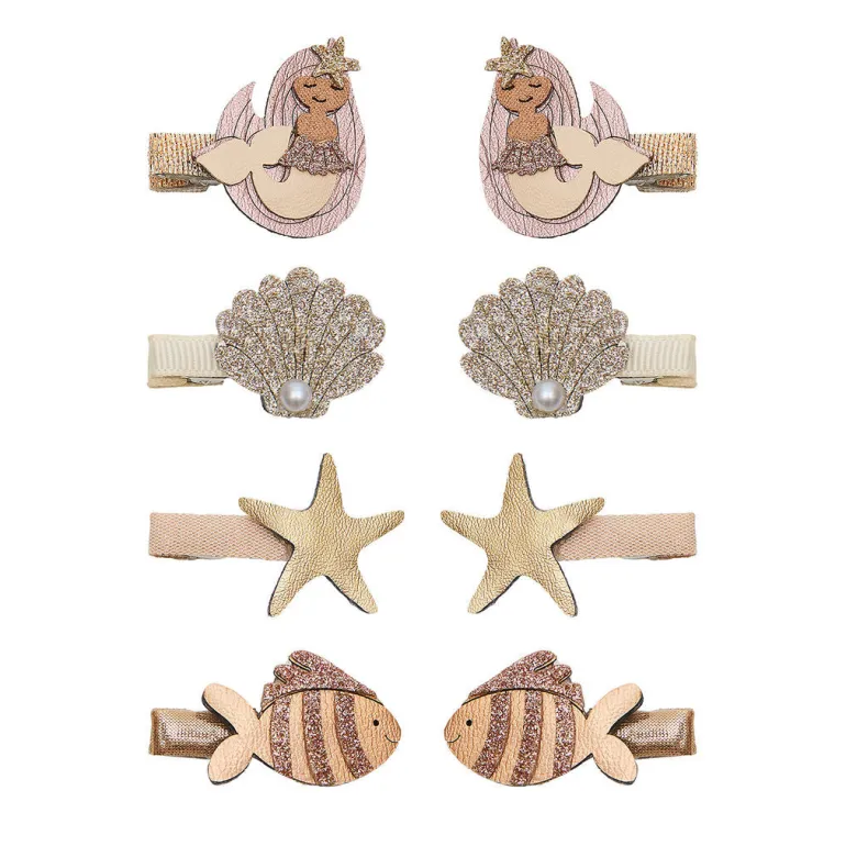 Mimi & Lula 8 Hair Clips, Mini Mermaid Ocean Pearl