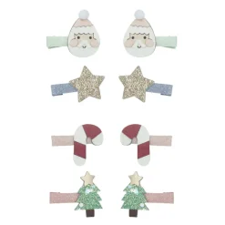 Mimi & Lula Hair Clips, Set of 8 - Mini Santa Christmas