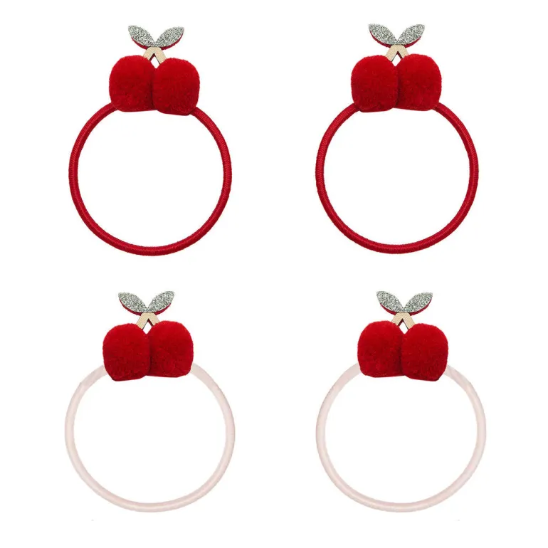 Mimi & Lula 4 Hair Elastics, Pom Pom Cherries Mon Cheri