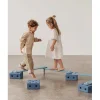 Modu Balance Track, Wooden Balance Beam with Foam Blocks, Activity Toy - Deep Blue / Sky Blue