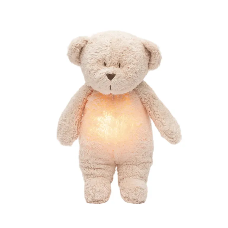 Moonie 2.0, Organic Humming Bear with Pink Noise and Lamp - Rose