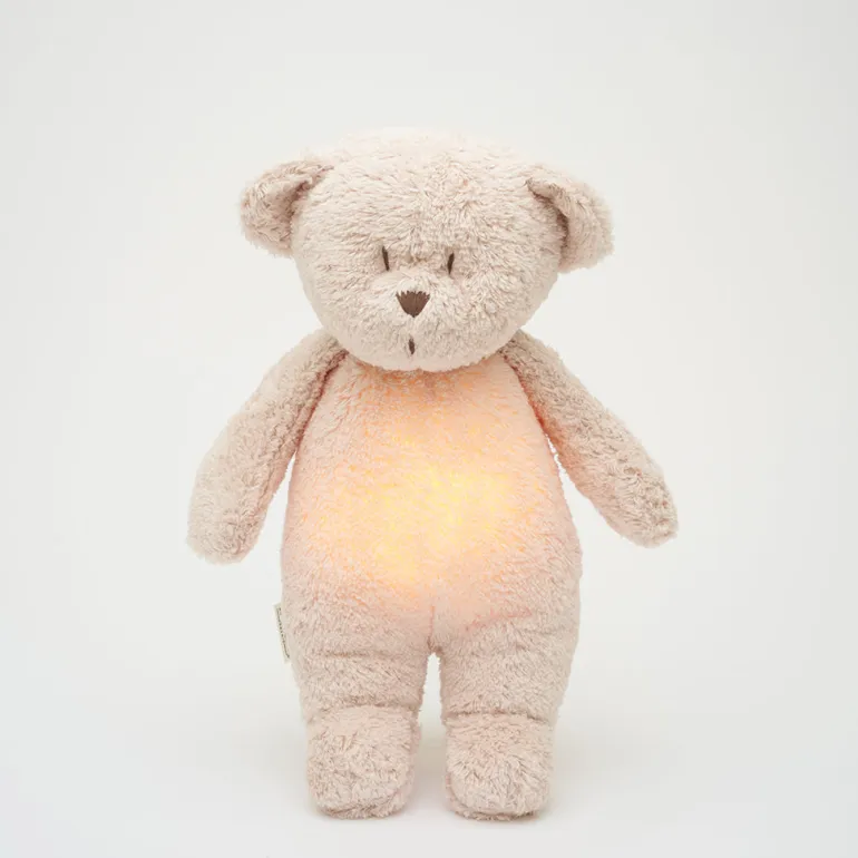 Moonie 2.0, Organic Humming Bear with Pink Noise and Lamp - Rose
