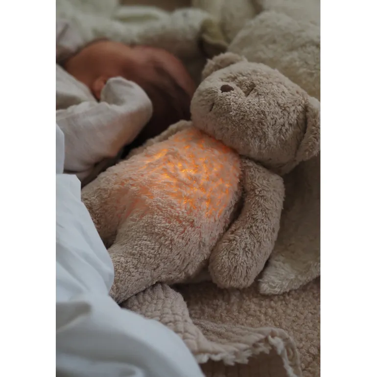 Moonie 2.0, Organic Humming Bear with Pink Noise and Nightlight – Grey