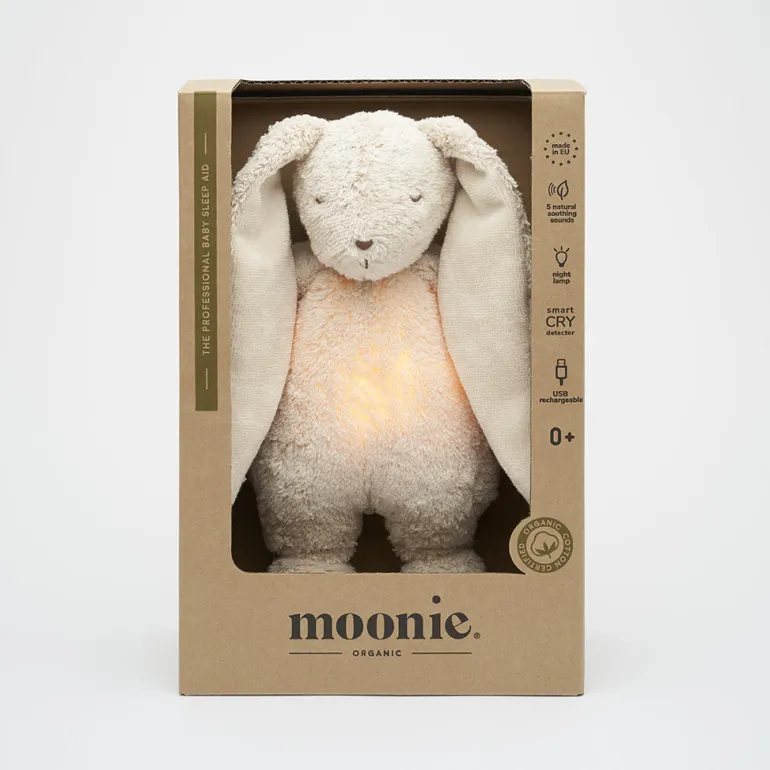 Moonie 2.0, Organic Humming Bunny with Pink Noise and Lamp - Sand