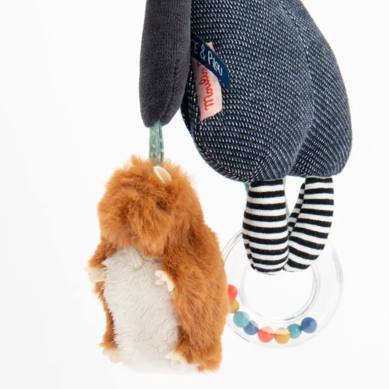 Moulin Roty Activity Toy Animal with Hanger - Dog Puce