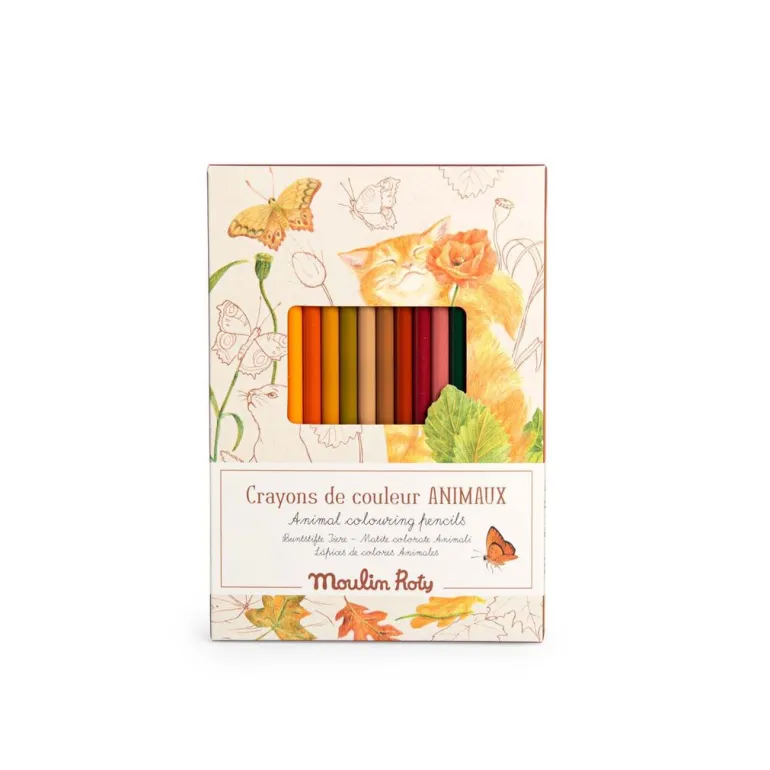 Moulin Roty Colored Pencils Set of 12, Animals - Le Jardin du Moulin