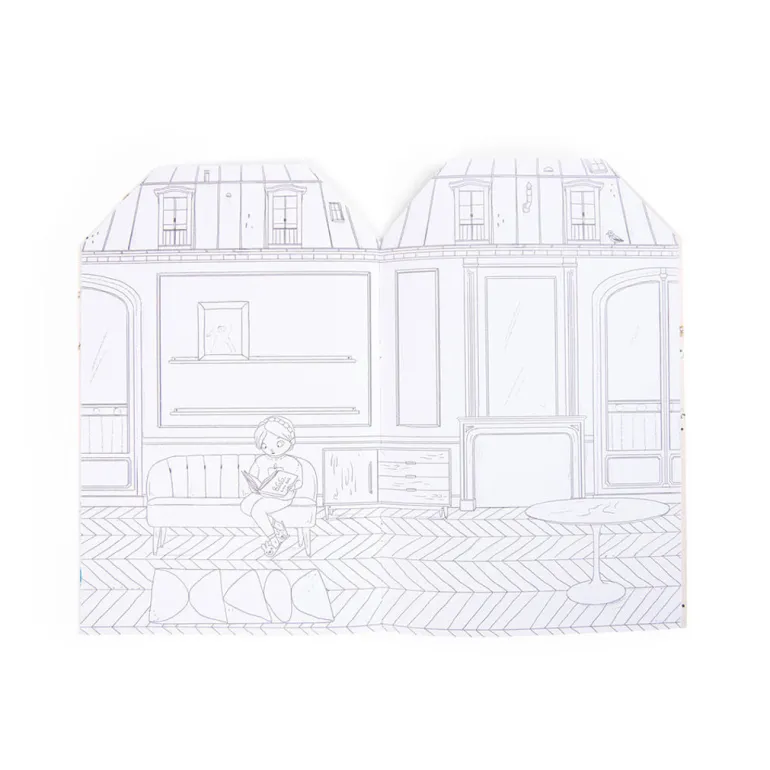 Moulin Roty, Coloring Book with 145 Stickers - Les Parisiennes