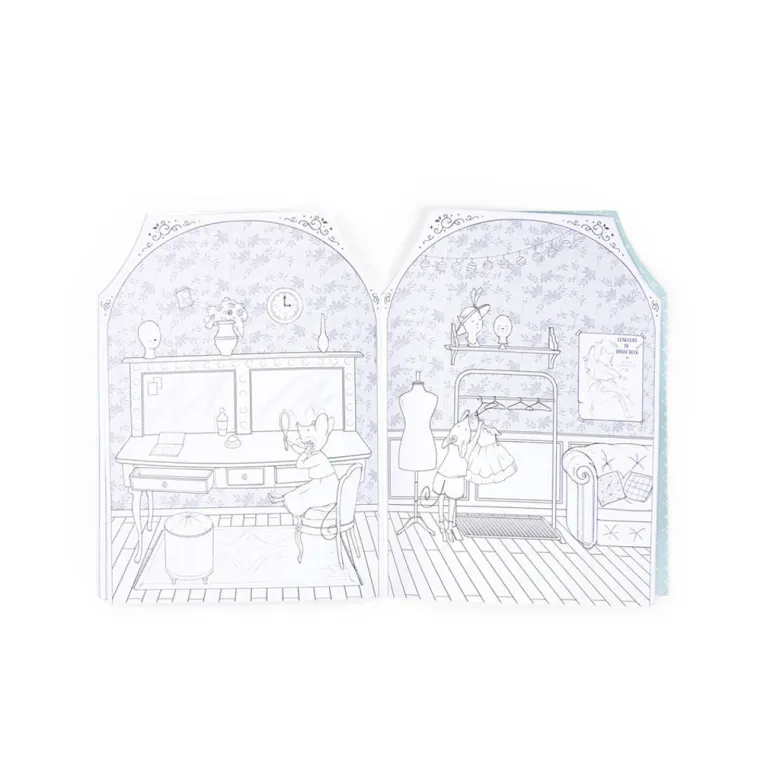 Moulin Roty Coloring Book with 170 Stickers, The Little Dance School